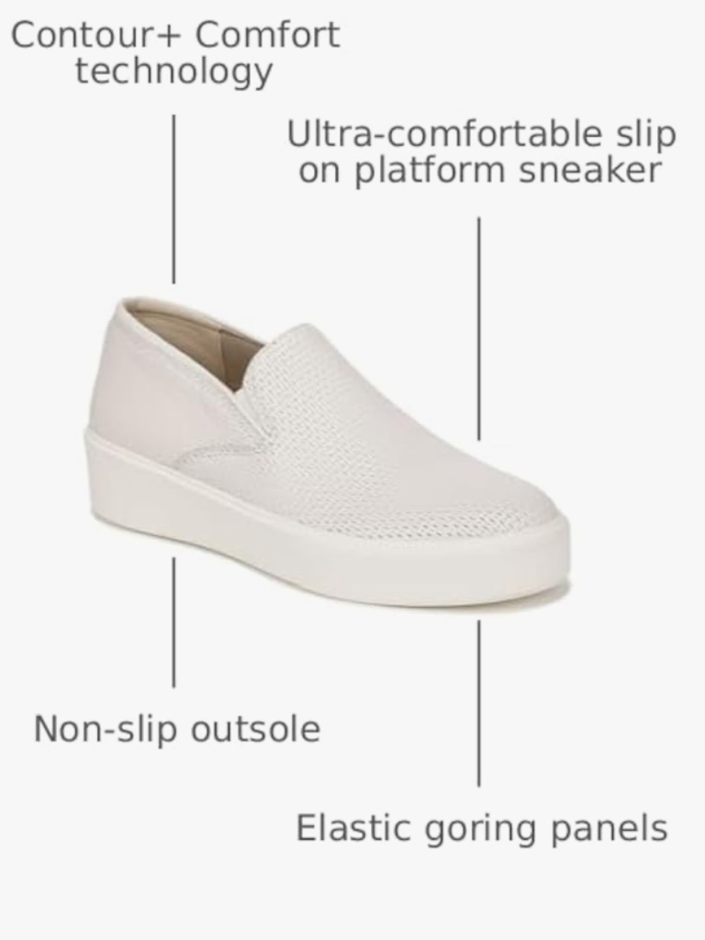 Naturalizer Slip on Platform Sneaker size 8.5 WIDE white / cream